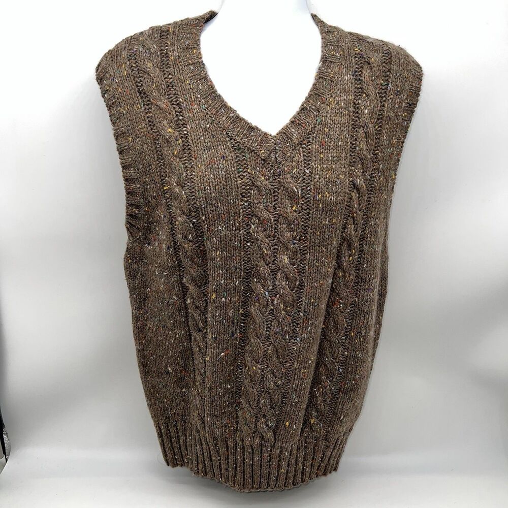 VTG 70s Y2K Unisex Campus Tan/Confetti Knit Sweater Vest Sweater Vest-Size M